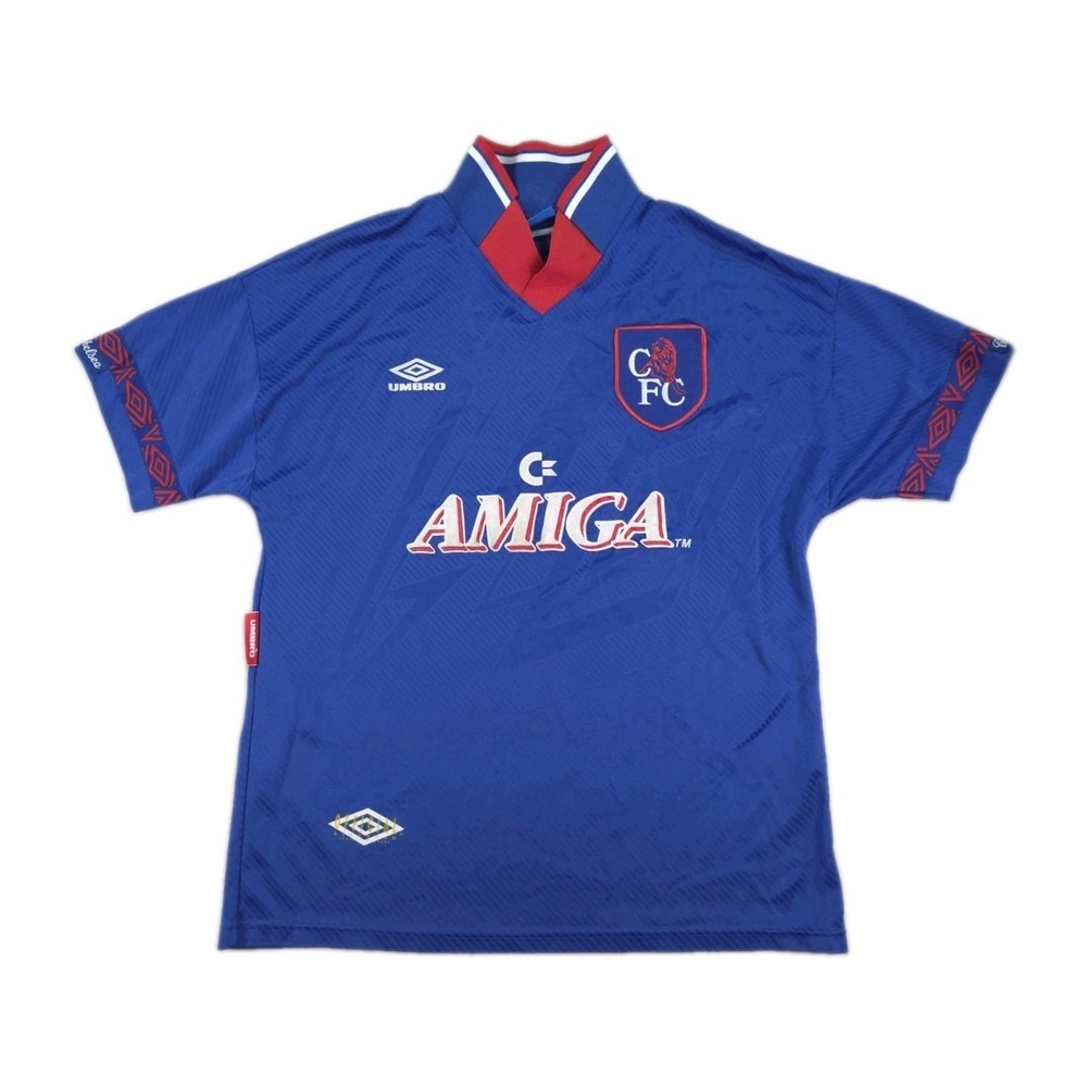Vintage Chelsea Home Football Dennis Wise 93 Soccer Umbro Blue Jersey Men Large
